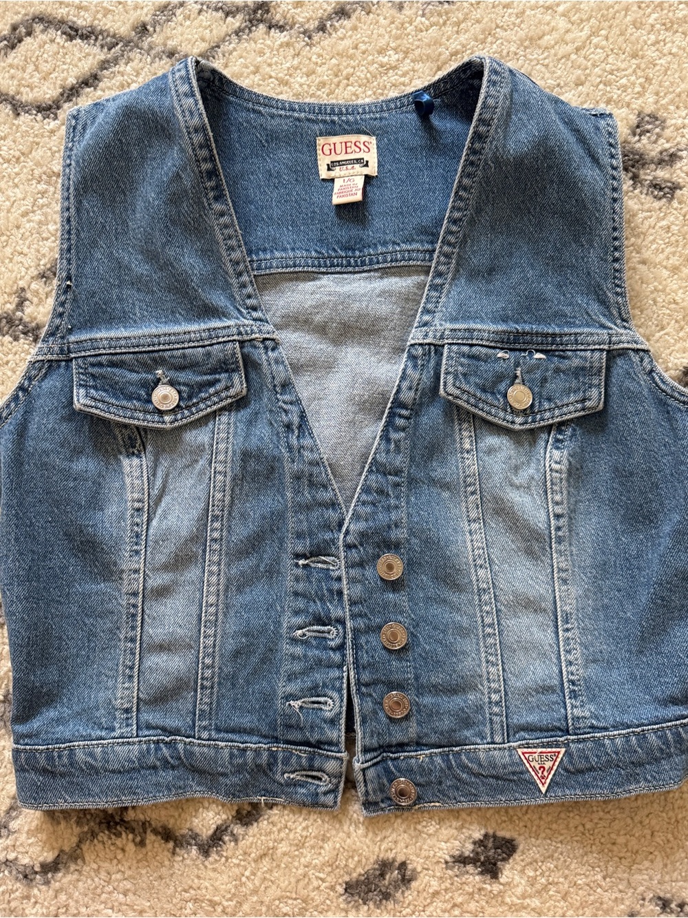 GUESS Women's Blue Denim Vest with Button Front